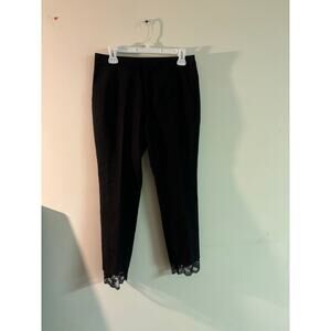 Zara Basic Black Trouser Pants Work Career Basic Lace Hem Pockets Simple Capsule